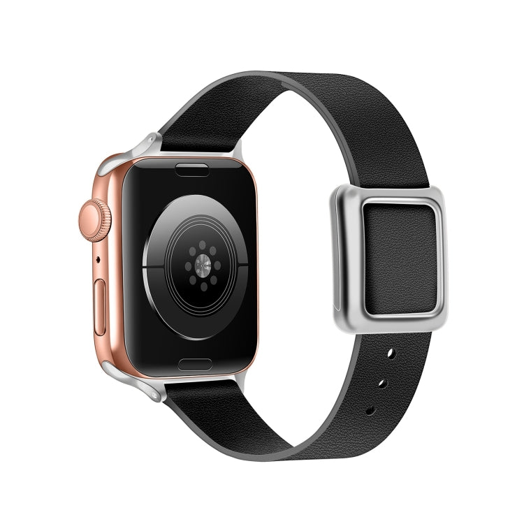 Frerndorf | Magnetische silberne quadratische Schnallen-Uhrenarmband für Apple Watch Series 9&8&7 41mm / SE 3&SE 2&6&SE&5&4 40mm / 3&2&1 38mm (Schwarz)