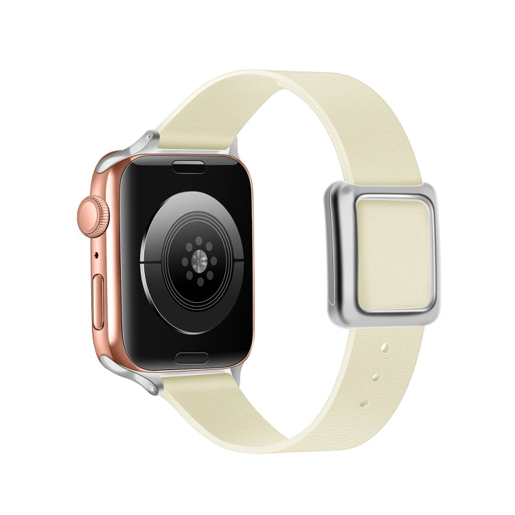Frerndorf | Magnetische Silberne Quadratische Schnallen-Uhrenarmband Für Apple Watch Series 9&8&7 41mm / SE 3&SE 2&6&SE&5&4 40mm / 3&2&1 38mm(Beige)