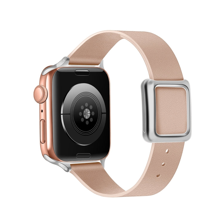 Frerndorf | Magnetische Silberne Quadratische Schnallen-Uhrenarmband für Apple Watch Series 9&8&7 41mm / SE 3&SE 2&6&SE&5&4 40mm / 3&2&1 38mm (Rosa)