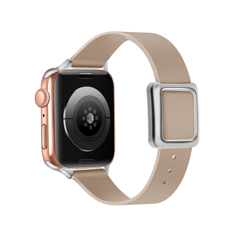 Frerndorf | Magnetische Silberne Quadratische Schnallen-Uhrenarmband für Apple Watch Series 9&8&7 41mm / SE 3&SE 2&6&SE&5&4 40mm / 3&2&1 38mm (Aprikose)