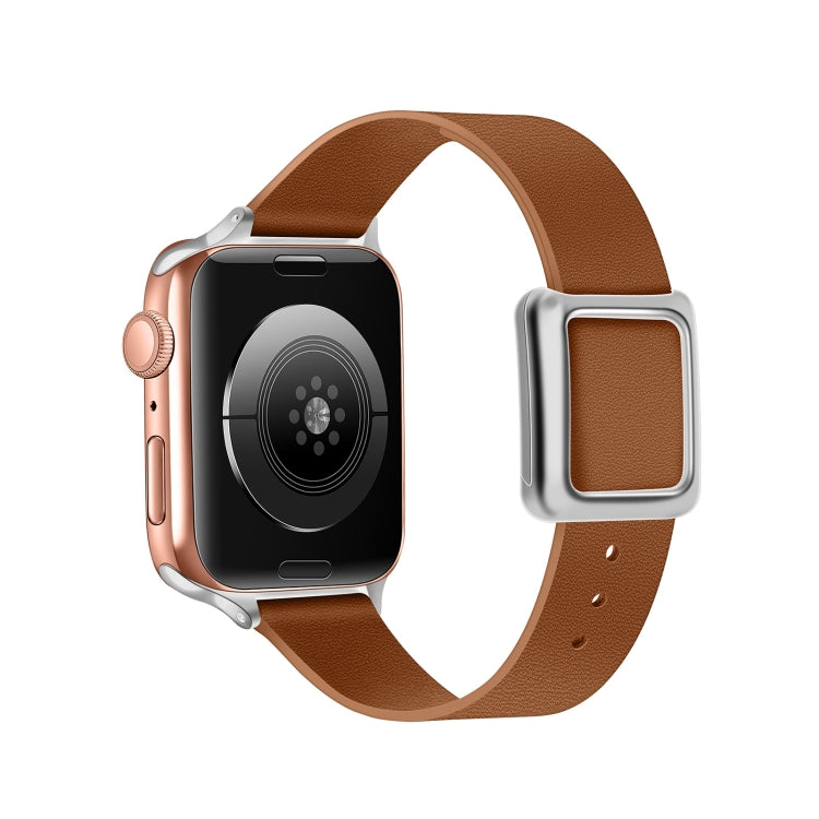 Frerndorf | Magnetische silberne quadratische Schnallen-Uhrenarmband für Apple Watch Series 9&8&7 41mm / SE 3&SE 2&6&SE&5&4 40mm / 3&2&1 38mm (Braun)