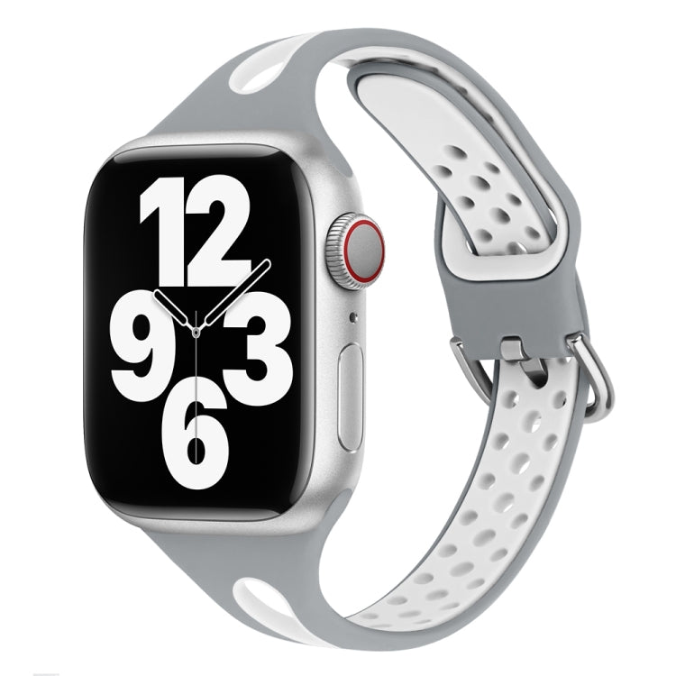 Frerndorf | Wassertropfen Silikon Uhrenarmband für Apple Watch Series 9&8&7 41mm / SE 3&SE 2&6&SE&5&4 40mm / 3&2&1 38mm (Kaltes Silber und Weiß)