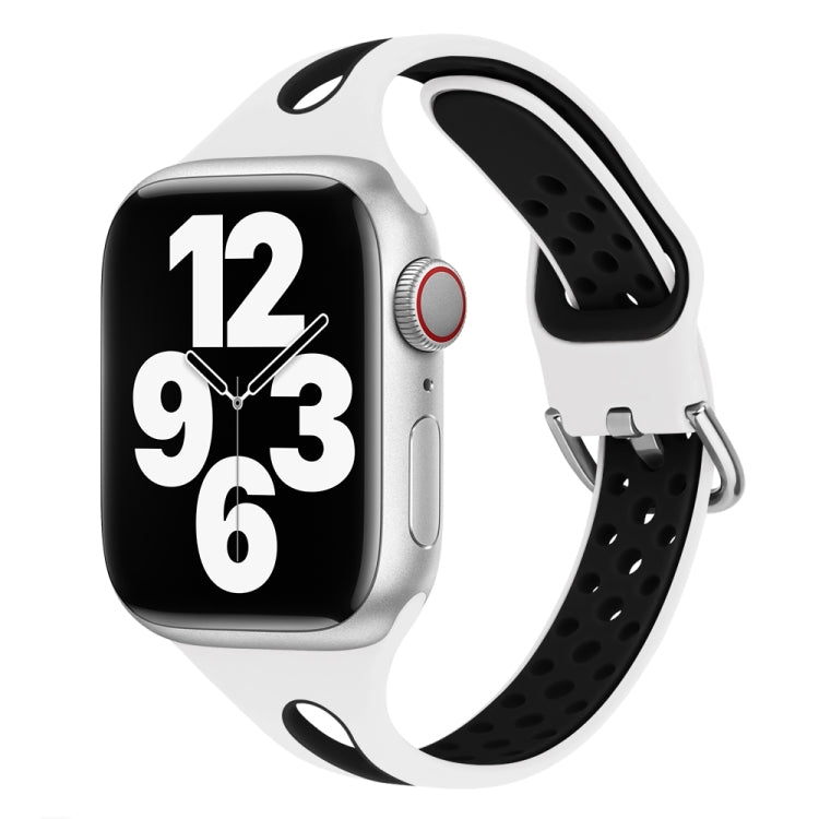 Frerndorf | Wassertropfen Silikon Uhrband für Apple Watch Series 9&8&7 41mm / SE 3&SE 2&6&SE&5&4 40mm / 3&2&1 38mm (Weiß und Schwarz)