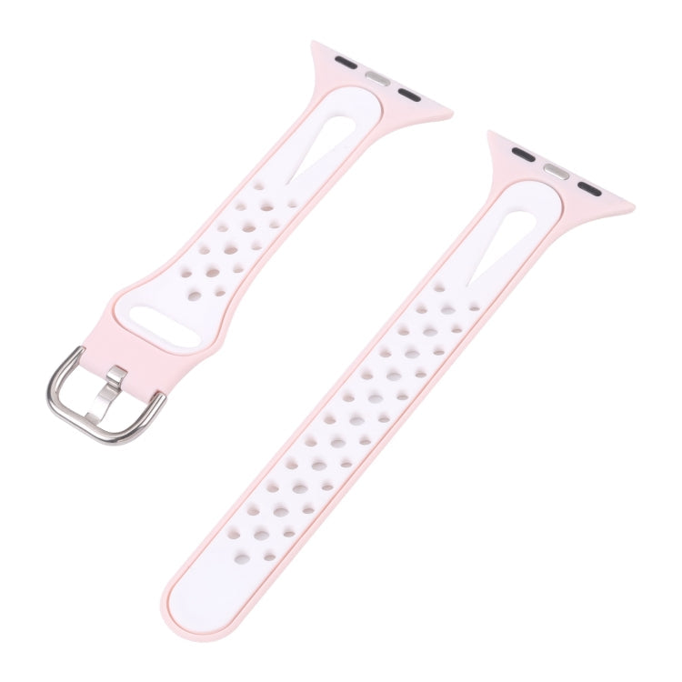 Frerndorf | Wassertropfen Silikon Uhrenarmband für Apple Watch Series 9&8&7 41mm / SE 3&SE 2&6&SE&5&4 40mm / 3&2&1 38mm (Kaltes Silber und Weiß)