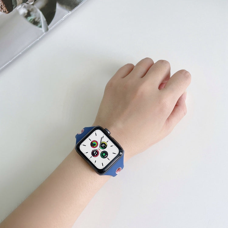 Frerndorf | Wassertropfen Silikon Uhrenarmband für Apple Watch Series 9&8&7 41mm / SE 3&SE 2&6&SE&5&4 40mm / 3&2&1 38mm (Kaltes Silber und Weiß)