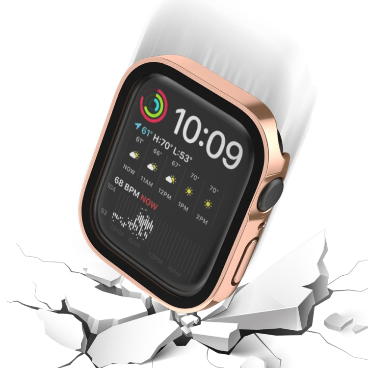 Frerndorf | Life Waterproof 2 in 1 PC Rahmen + Hartglas Schutzhülle für Apple Watch Series 9 / 8 / 7 45mm (Roségold)