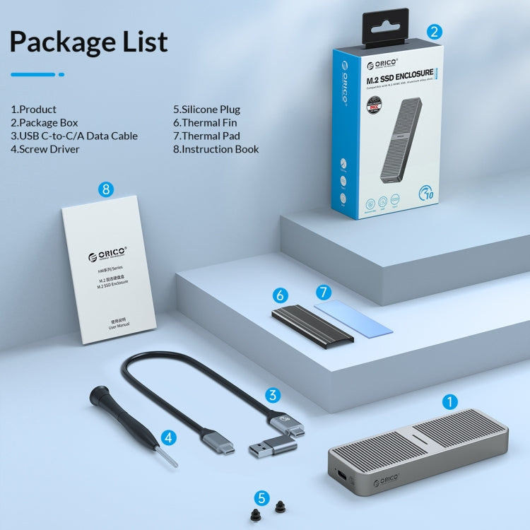 Frendorf | ORICO M223C3-G4-SV USB3.2 20Gbps M.2 NVMe SSD Gehäuse (Silber)