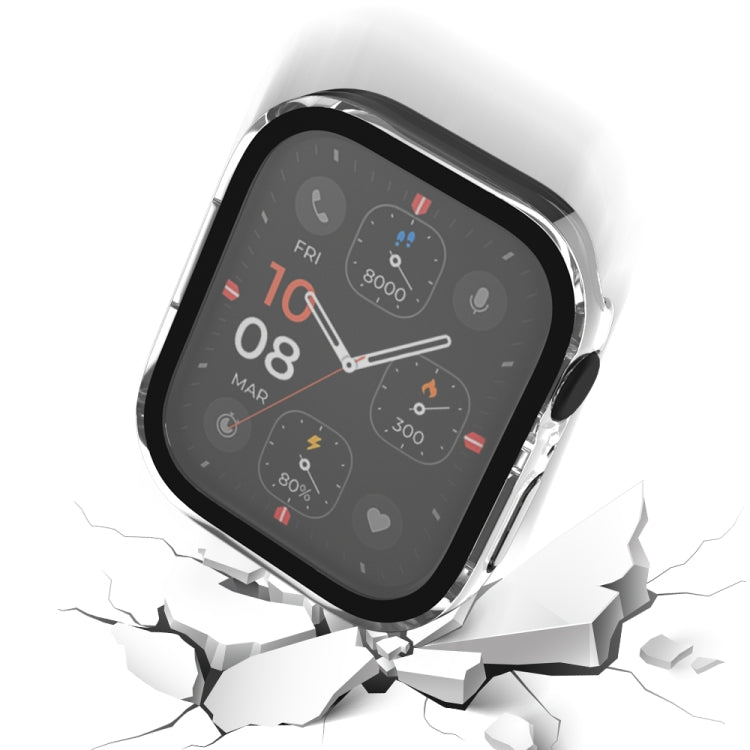 Frerndorf | Life Waterproof Frosted 2 in 1 PC Rahmen + Tempered Glass Schutzhülle Für Apple Watch Series 9 / 8 / 7 45mm(Transparent)