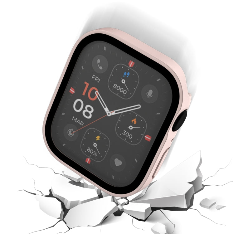 Frerndorf | Life Wasserfest Frosted 2 in 1 PC Rahmen + Gehärtetes Glas Schutzhülle Für Apple Watch Series 6 / 5 / 4 / SE 40mm (Rosa)