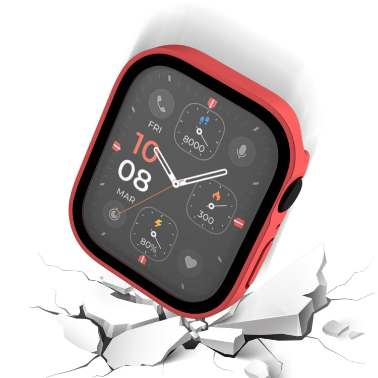 Frerndorf | Life Wasserdicht Frosted 2 in 1 PC Rahmen + Gehärtetes Glas Schutzhülle Für Apple Watch Series 6 / 5 / 4 / SE 40mm(Rot)