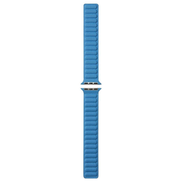 Frerndorf | Magnetisches Zwei-Farben Loop Slim Leder Uhr Band Für Apple Watch Ultra 49mm&Watch Ultra 2 49mm / Series 9&8&7 45mm / SE 3&SE 2&6&SE&5&4 44mm / 3&2&1 42mm(Chrysanthemen Blau)