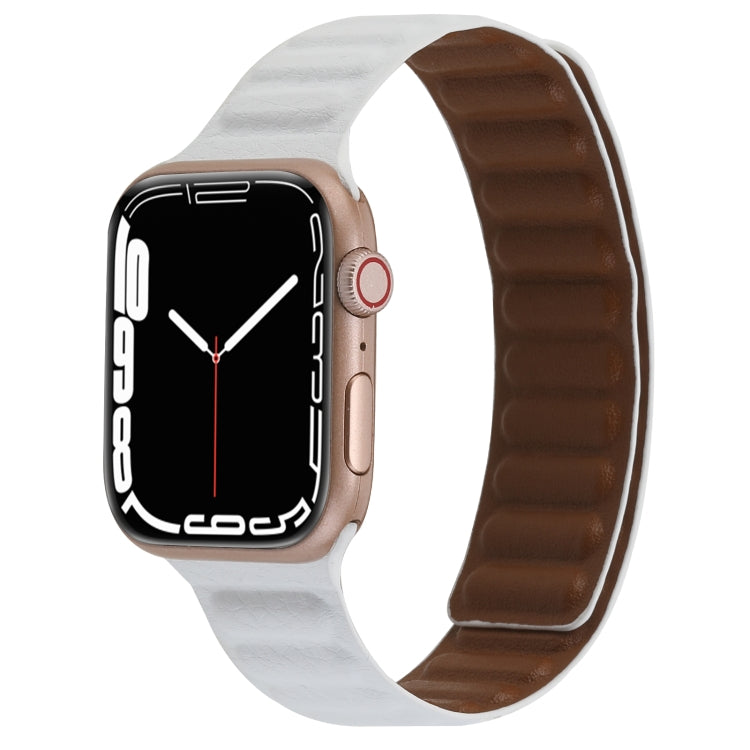 Frerndorf | Magnetisches Zweifarbiges Schlaufen Slim Leder Armband Für Apple Watch Series 9&8&7 41mm / SE 3&SE 2&6&SE&5&4 40mm / 3&2&1 38mm (Weiß)