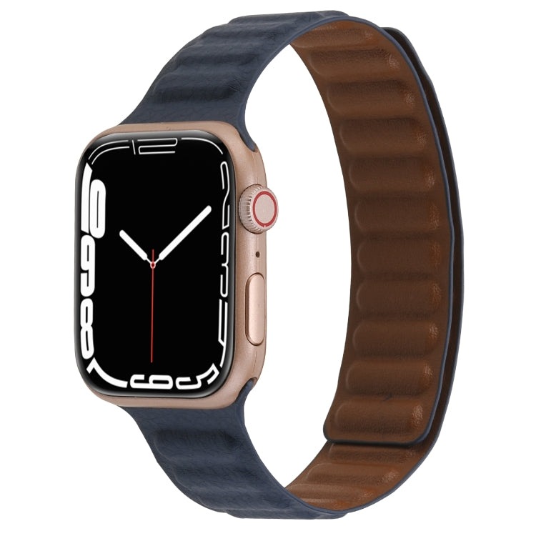 Frerndorf | Magnetisches Zwei-Farben Loop Slim Lederuhrband für Apple Watch Series 9&8&7 41mm / SE 3&SE 2&6&SE&5&4 40mm / 3&2&1 38mm (Indigo Blau)