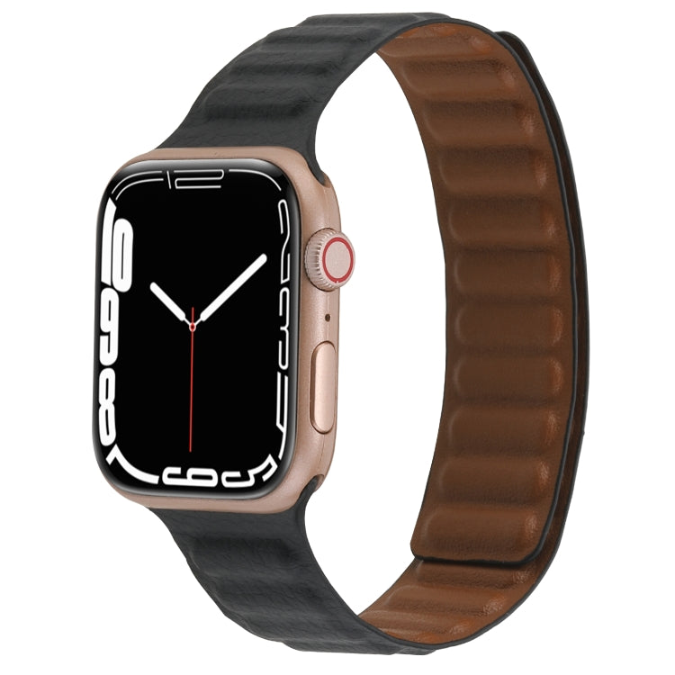 Frerndorf | Magnetisches zweiteiliges Loop Slim Leder-Uhrenband für Apple Watch Series 9&8&7 41mm / SE 3&SE 2&6&SE&5&4 40mm / 3&2&1 38mm (Schwarz)