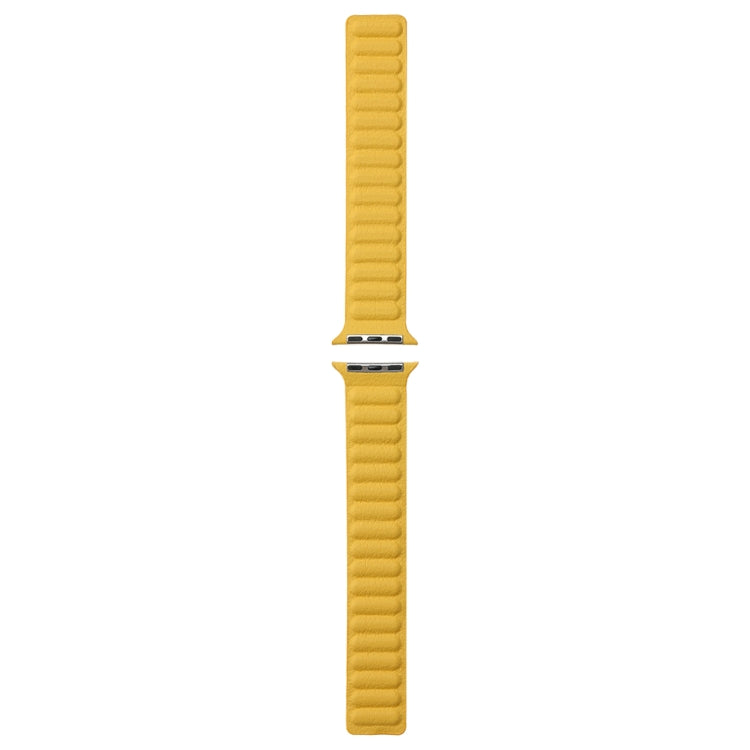 Frerndorf | Magnetisches zweifarbiges Loop Slim Lederarmband für Apple Watch Series 9&8&7 41mm / SE 3&SE 2&6&SE&5&4 40mm / 3&2&1 38mm(Gelb)