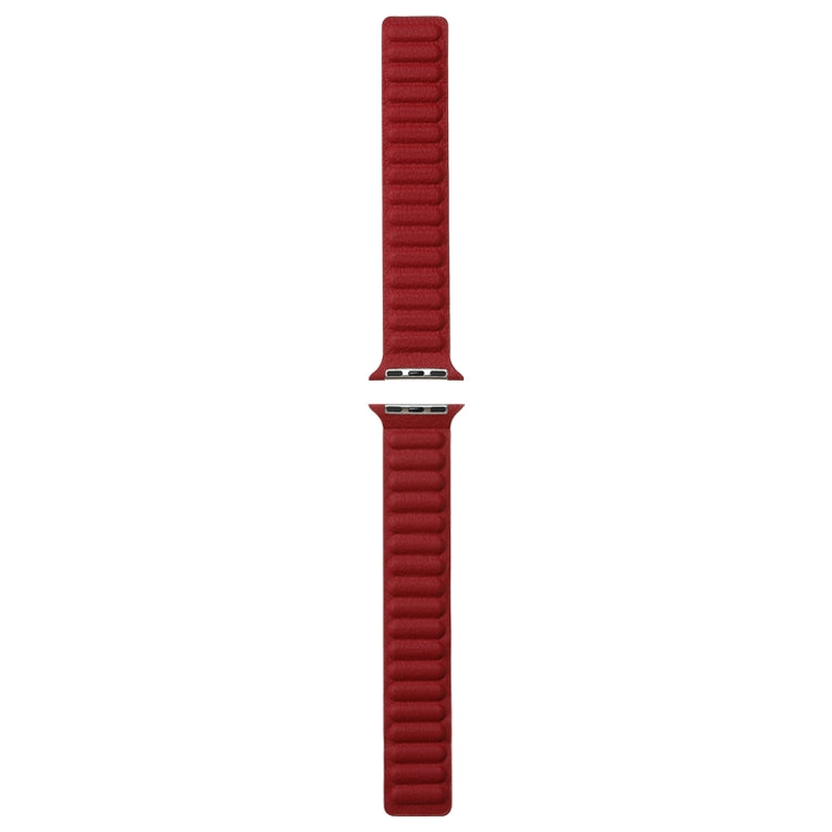 Frerndorf | Magnetisches zwei-farbiges Loop Slim Leder Uhrband für Apple Watch Series 9&8&7 41mm / SE 3&SE 2&6&SE&5&4 40mm / 3&2&1 38mm (Weinrot)