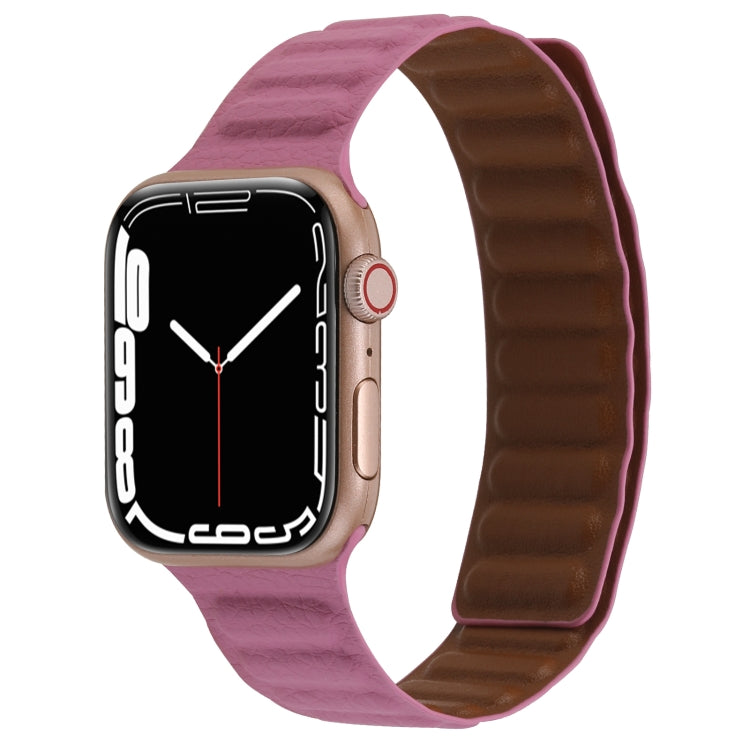 Frerndorf | Magnetisches Zwei-Farben Loop Slim Leder Armband Für Apple Watch Serie 9&8&7 41mm / SE 3&SE 2&6&SE&5&4 40mm / 3&2&1 38mm (Rosen Pink)