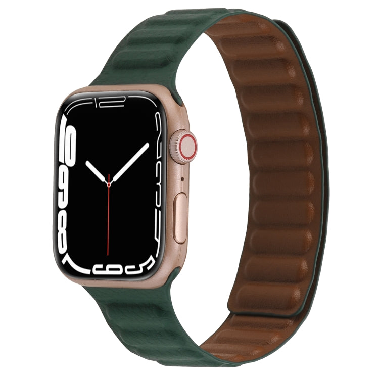 Frerndorf | Magnetisches zweifarbiger Schlaufen Slim Leder Uhr Band für Apple Watch Serie 9&8&7 41mm / SE 3&SE 2&6&SE&5&4 40mm / 3&2&1 38mm (Fir Green)