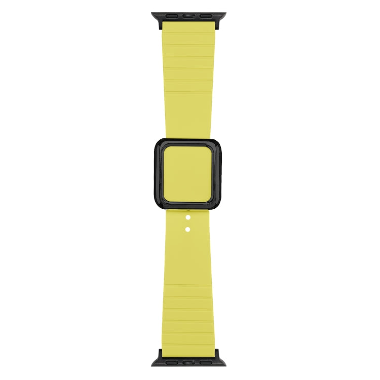 Frendorf | Schwarz Quadrat Schnalle Silikon Uhrband für Apple Watch Series 9&8&7 41mm / SE 3&SE 2&6&SE&5&4 40mm / 3&2&1 38mm (Helles Limettengelb)