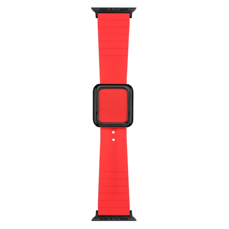 Frendorf | Schwarzes quadratisches Schnallen-Silikon-Uhrenarmband für Apple Watch Series 9&8&7 41mm / SE 3&SE 2&6&SE&5&4 40mm / 3&2&1 38mm (Rot)
