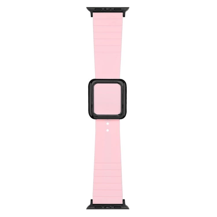 Frendorf | Schwarzes Quadrat Schnalle Silikonarmband für Apple Watch Series 9&8&7 41mm / SE 3&SE 2&6&SE&5&4 40mm / 3&2&1 38mm (Rosa)