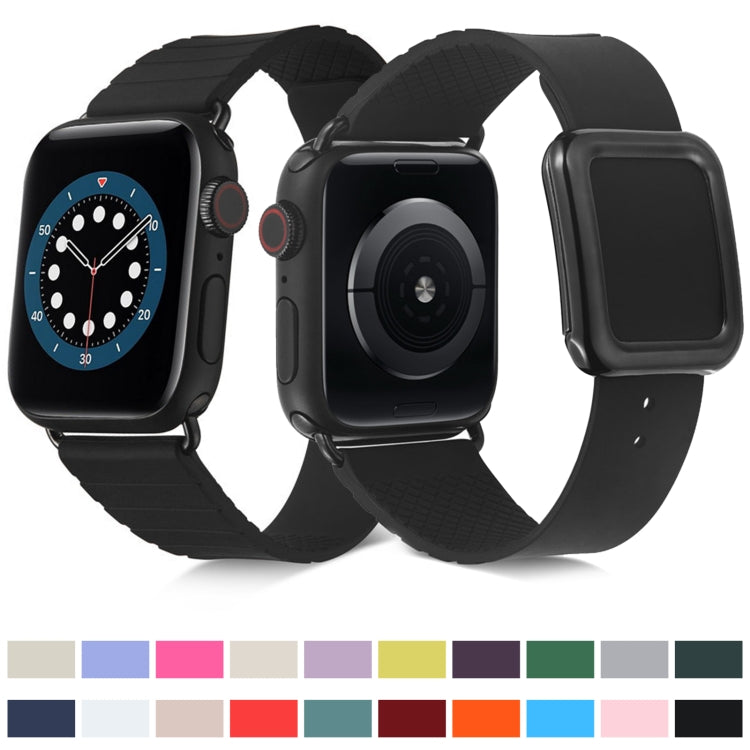 Frendorf | Schwarzes quadratisches Schnallen-Silikon-Uhrenarmband für Apple Watch Series 9&8&7 41mm / SE 3&SE 2&6&SE&5&4 40mm / 3&2&1 38mm (Rot)