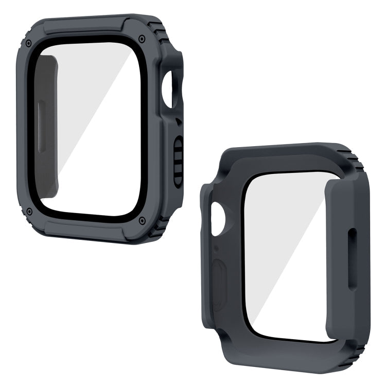 Frendorf | 2 in 1 Bildschirm gehärtetes Glasfolie Schutzhülle für Apple Watch Series 9 / 8 / 7 41mm (Dunkelgrau)