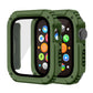 Frendorf | 2 in 1 Bildschirm Schutzglas Folie Schutzhülle für Apple Watch Series 6 / 5 / 4 / SE 44mm (Armee Grün)
