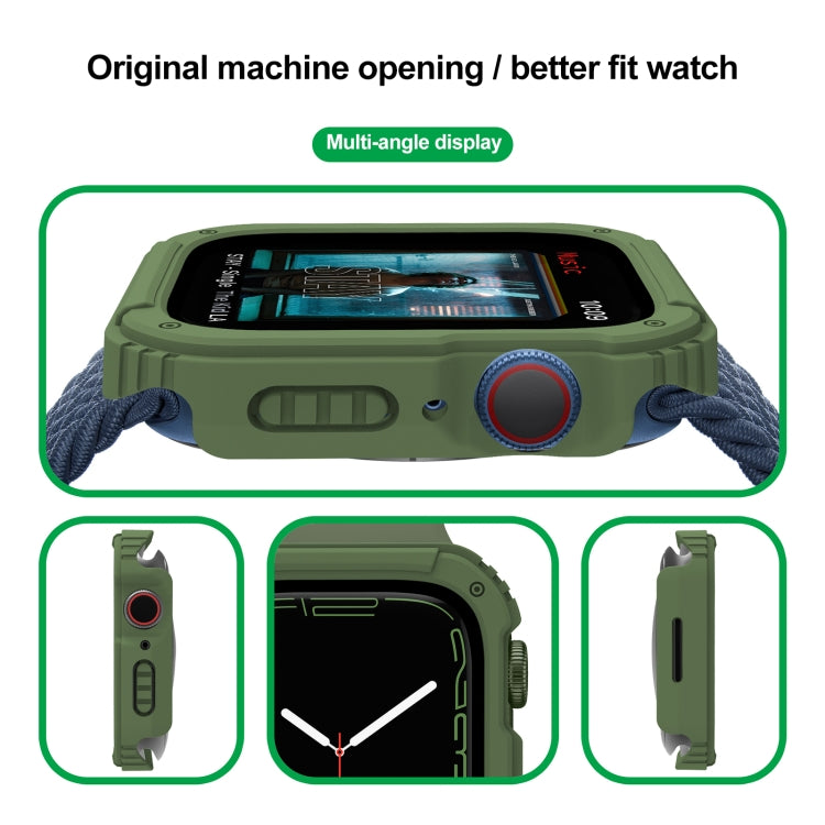 Frendorf | 2 in 1 Bildschirm Schutzglas Folie Schutzhülle für Apple Watch Series 6 / 5 / 4 / SE 44mm (Armee Grün)