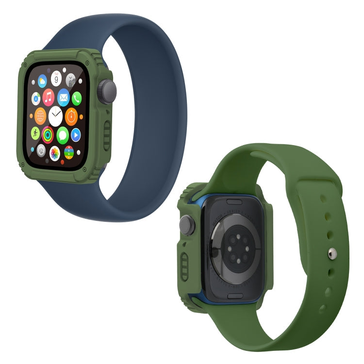 Frendorf | 2 in 1 Bildschirm Schutzglas Folie Schutzhülle für Apple Watch Series 6 / 5 / 4 / SE 44mm (Armee Grün)