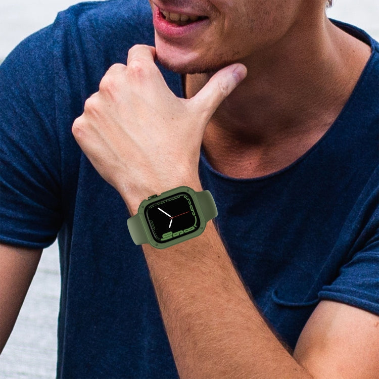 Frendorf | 2 in 1 Bildschirm Schutzglas Folie Schutzhülle für Apple Watch Series 6 / 5 / 4 / SE 44mm (Armee Grün)