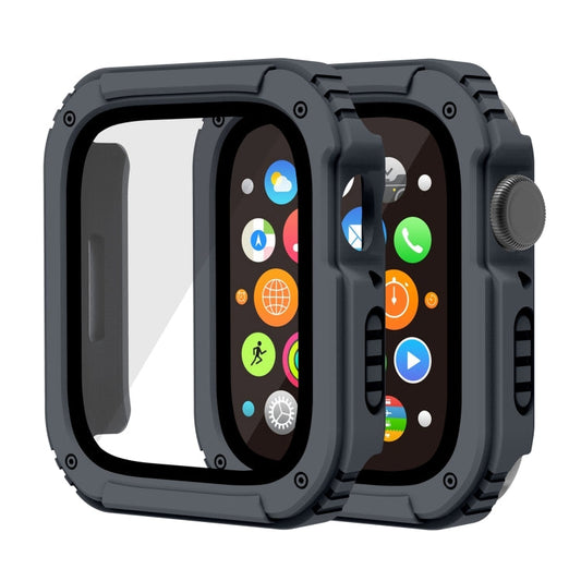 Frendorf | 2 in 1 Bildschirm Gehärtetes Glas Folie Schutzhülle Für Apple Watch Series 6 / 5 / 4 / SE 44mm (Dunkelgrau)