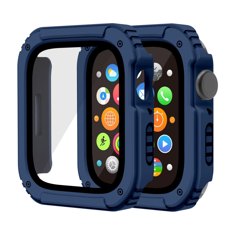 Frendorf | 2 in 1 Bildschirm Gehärtetes Glas Folie Schutzhülle Für Apple Watch Serie 6 / 5 / 4 / SE 40mm (Mitternachtsblau)