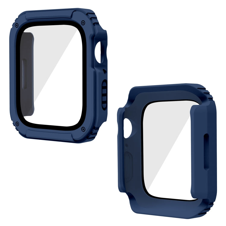 Frendorf | 2 in 1 Bildschirm Gehärtetes Glas Folie Schutzhülle Für Apple Watch Serie 6 / 5 / 4 / SE 40mm (Mitternachtsblau)