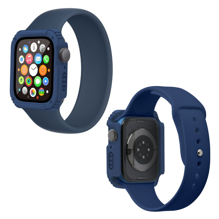 Frendorf | 2 in 1 Bildschirm Gehärtetes Glas Folie Schutzhülle Für Apple Watch Serie 6 / 5 / 4 / SE 40mm (Mitternachtsblau)