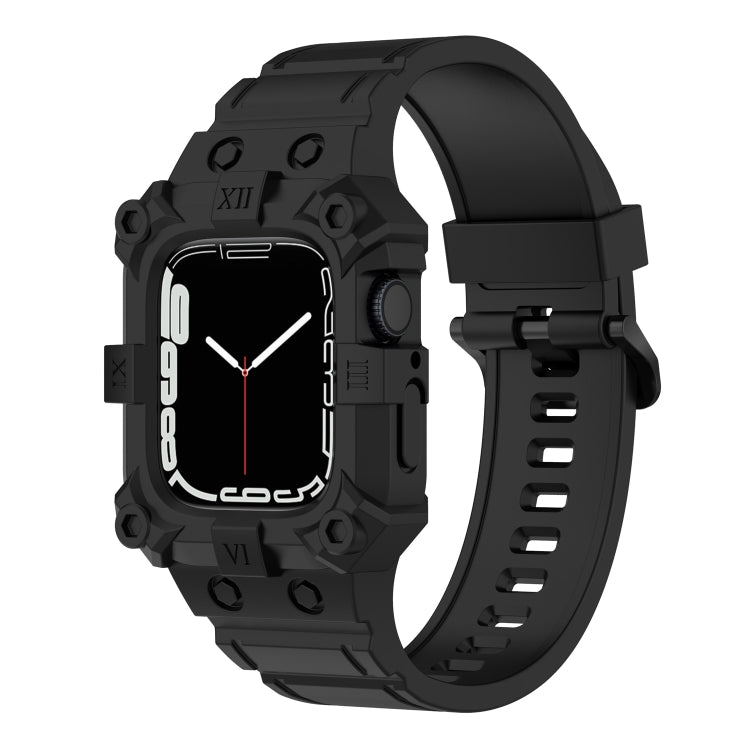 Frerndorf | Integriertes Silikon-Uhrenband für Apple Watch Series 9&8&7 41mm / SE 3&SE 2&6&SE&5&4 40mm / 3&2&1 38mm (Schwarz)