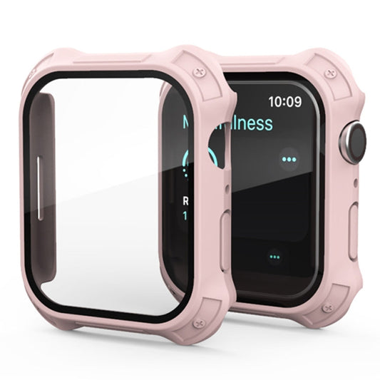 Frendorf | 2 in 1 Frosted PC Rahmen + Bildschirm gehärtete Glasfolien-Schutzcase für Apple Watch Series 9 / 8 / 7 45mm (Pink)