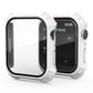 Frendorf | 2 in 1 Frosted PC Rahmen + Bildschirm gehärtete Glasfolie Schutzhülle für Apple Watch Series 9 / 8 / 7 45mm (Weiß)