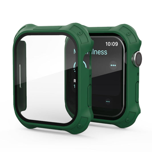 Frendorf | 2 in 1 Frosted PC Rahmen + Bildschirm gehärtete Glasfolie Schutzhülle für Apple Watch Series 9 / 8 / 7 41mm (Grün)