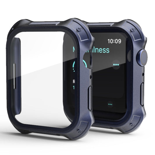 Frendorf | 2 in 1 PC-Rahmen + Bildschirm Tempered Glass Film Schutzhülle für Apple Watch Series 9 / 8 / 7 45mm (Blau)