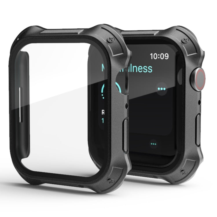Frendorf | 2 in 1 PC Rahmen + Bildschirm gehärtetes Glas Folie Schutzhülle für Apple Watch Series 9 / 8 / 7 41mm (Schwarz)