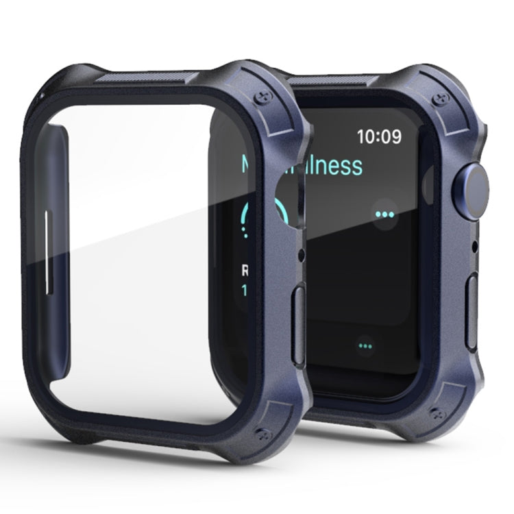 Frendorf | 2 in 1 PC Rahmen + Bildschirm gehärtete Glasfolie Schutzhülle für Apple Watch Series 9 / 8 / 7 41mm (Blau)