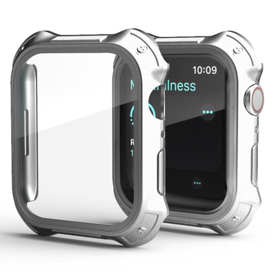 Frendorf | 2 in 1 PC-Rahmen + Bildschirm-Tempered Glass-Film Schutzgehäuse für Apple Watch Series 9 / 8 / 7 41mm (Silber)