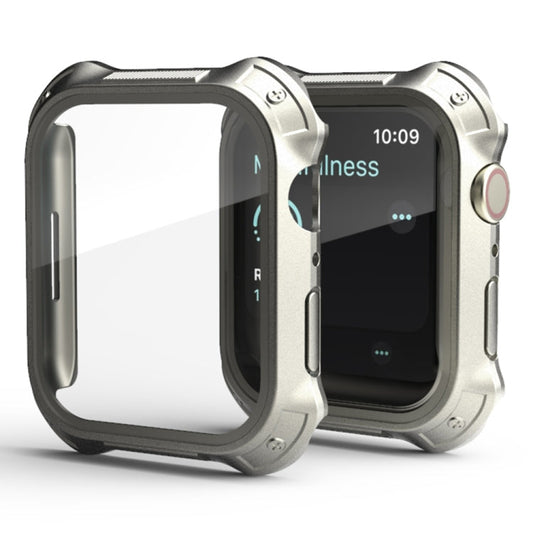 Frendorf | 2 in 1 PC-Rahmen + Bildschirm Gehärtetes Glas Film Schutzhülle Für Apple Watch Serie 9 / 8 / 7 41mm (Starlight)