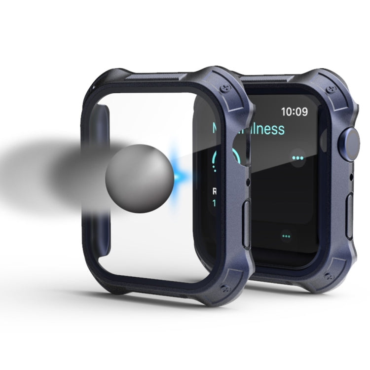 Frendorf | 2 in 1 PC Rahmen + Bildschirm gehärtete Glasfolie Schutzhülle für Apple Watch Series 9 / 8 / 7 41mm (Blau)