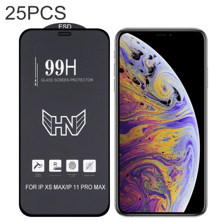 Frendorf | 25 PCS Hoch Aluminium Große Bogen Vollbild Gehärtetes Glas Film Für iPhone 11 Pro Max / XS Max