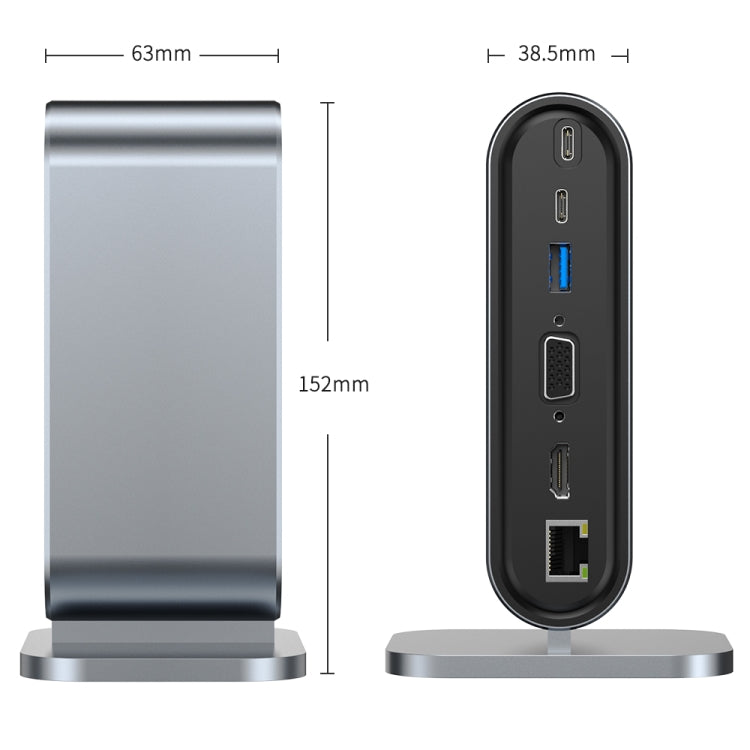Frendorf | 12 in 1 USB-C / Type-C Vertikaler Multi-Schnittstellen HUB Adapter