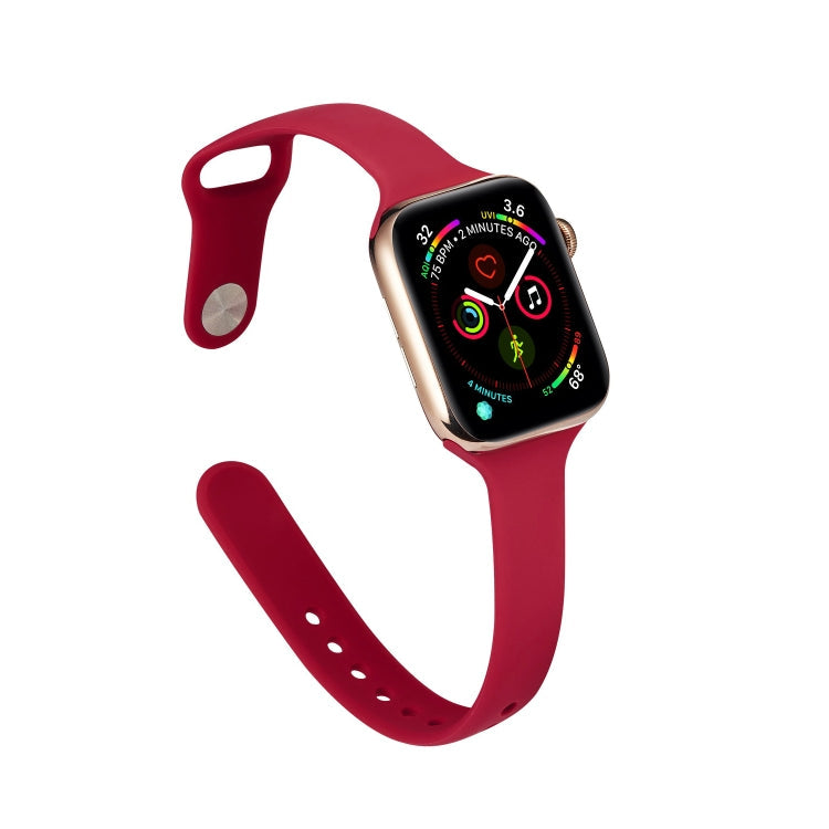 Frendorf | Für Apple Watch 5/4 40mm & 3/2/1 38mm Dünnes Silikon-Uhrenarmband (Rosenrot)