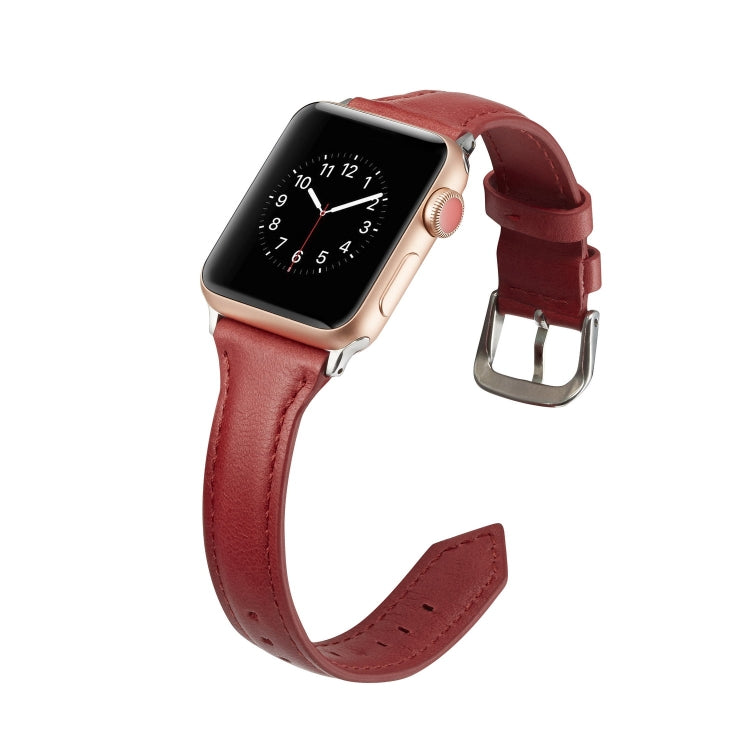 Frendorf | Für Apple Watch 5/4 40mm & 3/2/1 38mm Dünnes Lederuhrband (Rot)