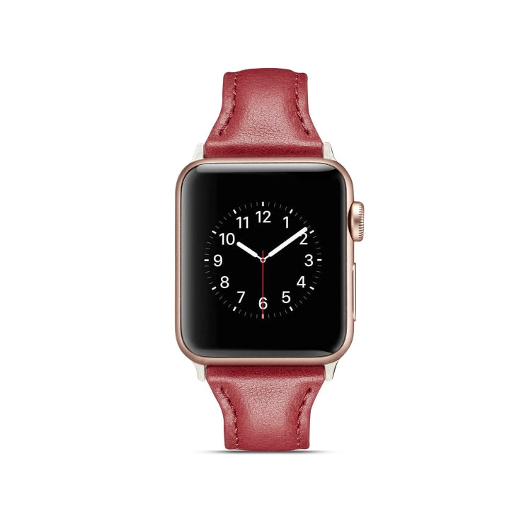 Frendorf | Für Apple Watch 5/4 40mm & 3/2/1 38mm Dünnes Lederuhrband (Rot)